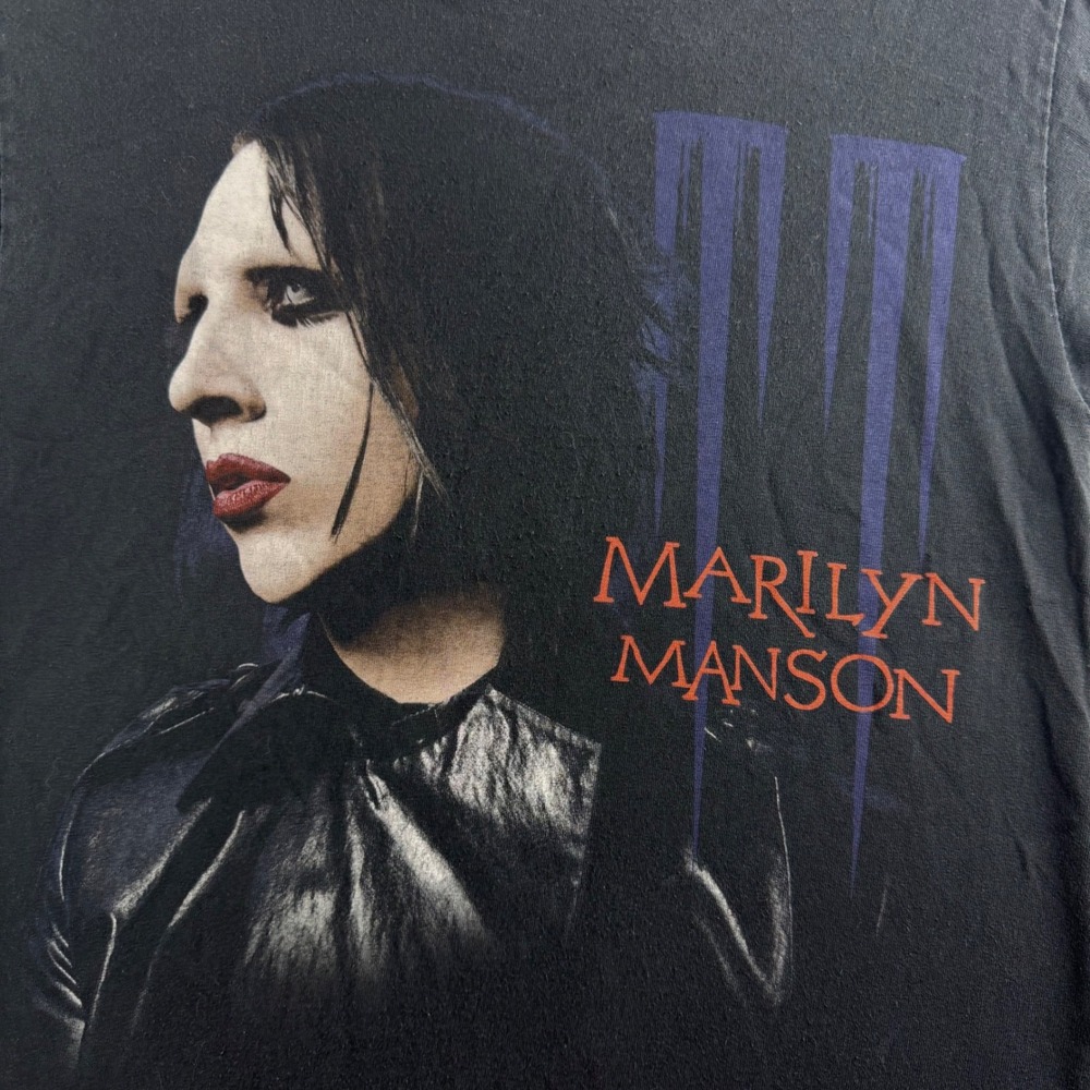 Marilyn Manson Giant Tag Vintage Band T-Shirt Mens Small Black Graphic Tee - Picture 2 of 6